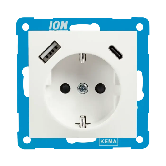 Ion Industries PF 10.302.415 E1 Wandcontactdoos RA USB A USB C met Aanraakbeveiliging Mat Alpin Wit 1 1