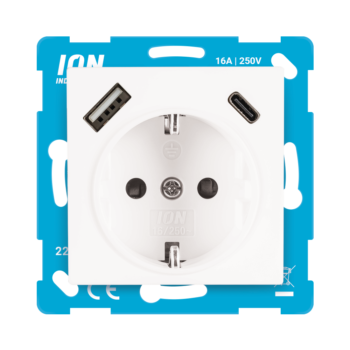 Wandcontactdoos USB A + USB C Met Aanraakbeveiliging E1 | Alpin Wit