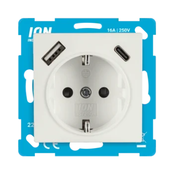 Wandcontactdoos USB A + USB C Met Aanraakbeveiliging E1 | Mat Alpin Wit