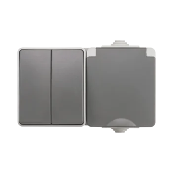 Opbouw IP55 Combinatie Wandcontactdoos En Serieschakelaar | Grijs