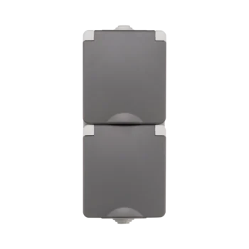 Opbouw IP55 Wandcontactdoos 2-voudig Verticaal | Grijs