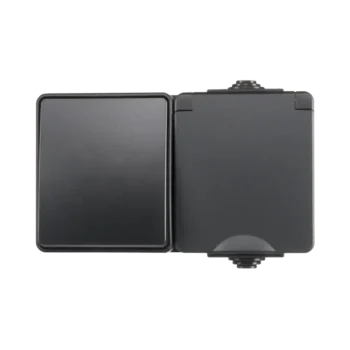 Opbouw IP55 Combinatie Wandcontactdoos En Wisselschakelaar | Zwart