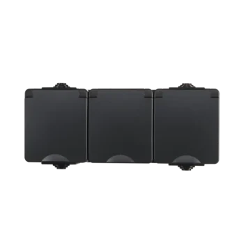 Opbouw IP55 Wandcontactdoos 3-voudig | Zwart